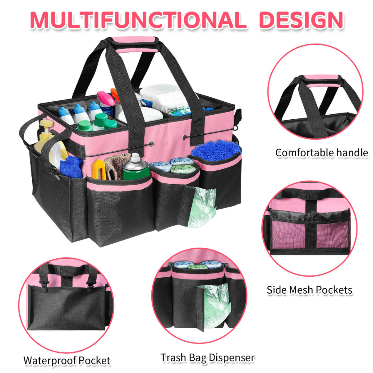 SpaceMuse Wearable Cleaning & Tool Storage Bag with Adjustable Strap & 15 Storage Pockets, Multifunctional Organizer for Cleaning Supplies & Tools