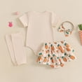 thumbnail image 6 of Easter Outfit Baby Short Sleeve Cute Print Bodysuit Tutu Skirts and Headband 4 Pcs Baby Girls Summer Outfit Set 0-3 Months Baby Girl Clothes, 6 of 6
