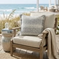 thumbnail image 2 of Ox Bay 24" x 24" Hand-Woven Gray/ White Stripe Resistant Polyester Pillow Cover, 2 of 9