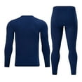 thumbnail image 5 of MOJOGO Mens V Neck Base Layer Set Breathable Long Johns with Long Sleeve Crewneck Tops 2 Piece Thermal Underwear Set Blue M, 5 of 8