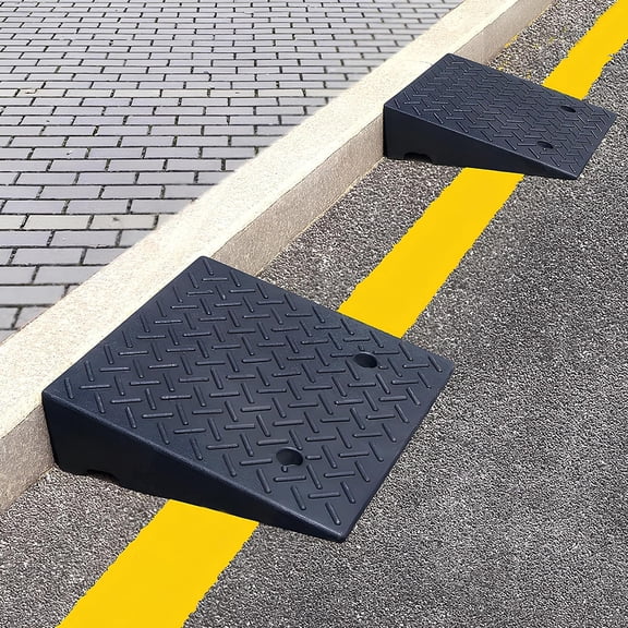 Heavy Duty Rubber Curb Ramp for Driveway - Portable Sidewalk Ramp for Cars, Wheelchairs, and Pets - 19.75" L x 19.75" W x 5.75" H - Enhanced Safety and Durability