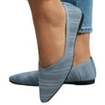 thumbnail image 5 of uvwlwu Women's Solid Color Pointed Toe Flat Casual Breathable Ladies' Openwork Knitted Shoes Breathable(Light Blue,9), 5 of 8