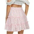 thumbnail image 2 of Lilgiuy Women Summer Casual Vintage High Waist Floral Print Beach Ruffled Short Skirt,Pink,8（L） Winter Dresses for 2022, 2 of 5