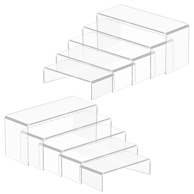 Acrylic Display Stands,ed Acrylic Risers for Display,Wide Clear Tabletop Rectangular Display Stands for Figures, Cupcake, Perfume, Makeup, Jewelry