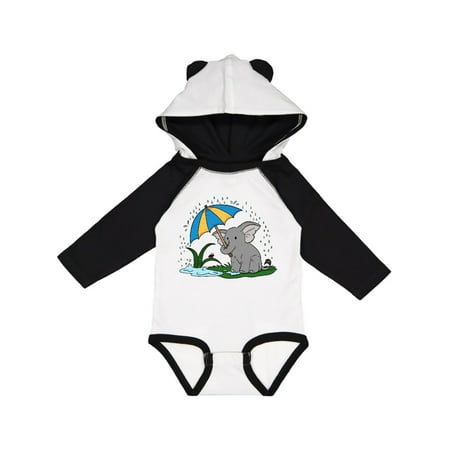 

Inktastic Cute Elephant with Umbrella in the Rain Gift Baby Boy or Baby Girl Long Sleeve Bodysuit