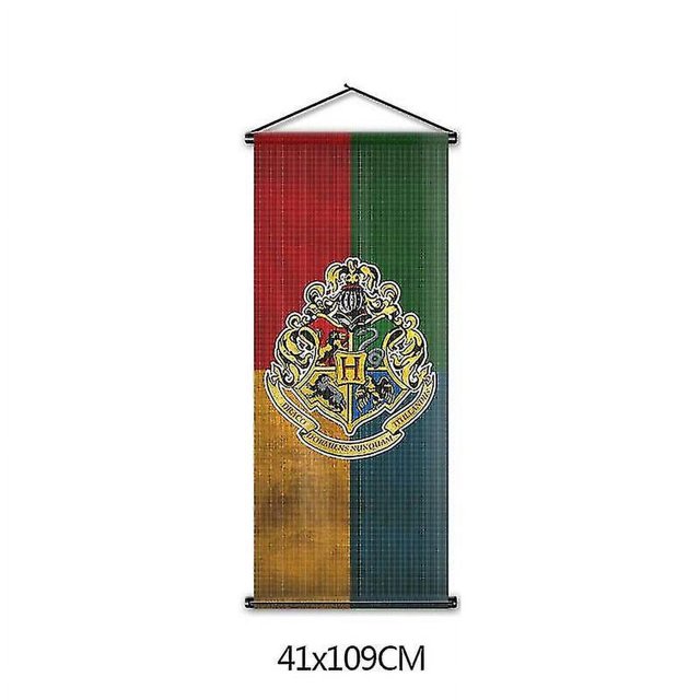 Bandera colgante a cuadros para fans de Harry Potter Bandera del Colegio Hogwarts de Magia y Hechicería Tapiz Decoración de escena interior Pintura colgante Bandera-Slytheri