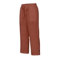 thumbnail image 5 of XinghaiYIDE Womens Capri Pants Casual Summer Stretch Linen Button Elastic Waist Straight Pants, 5 of 7