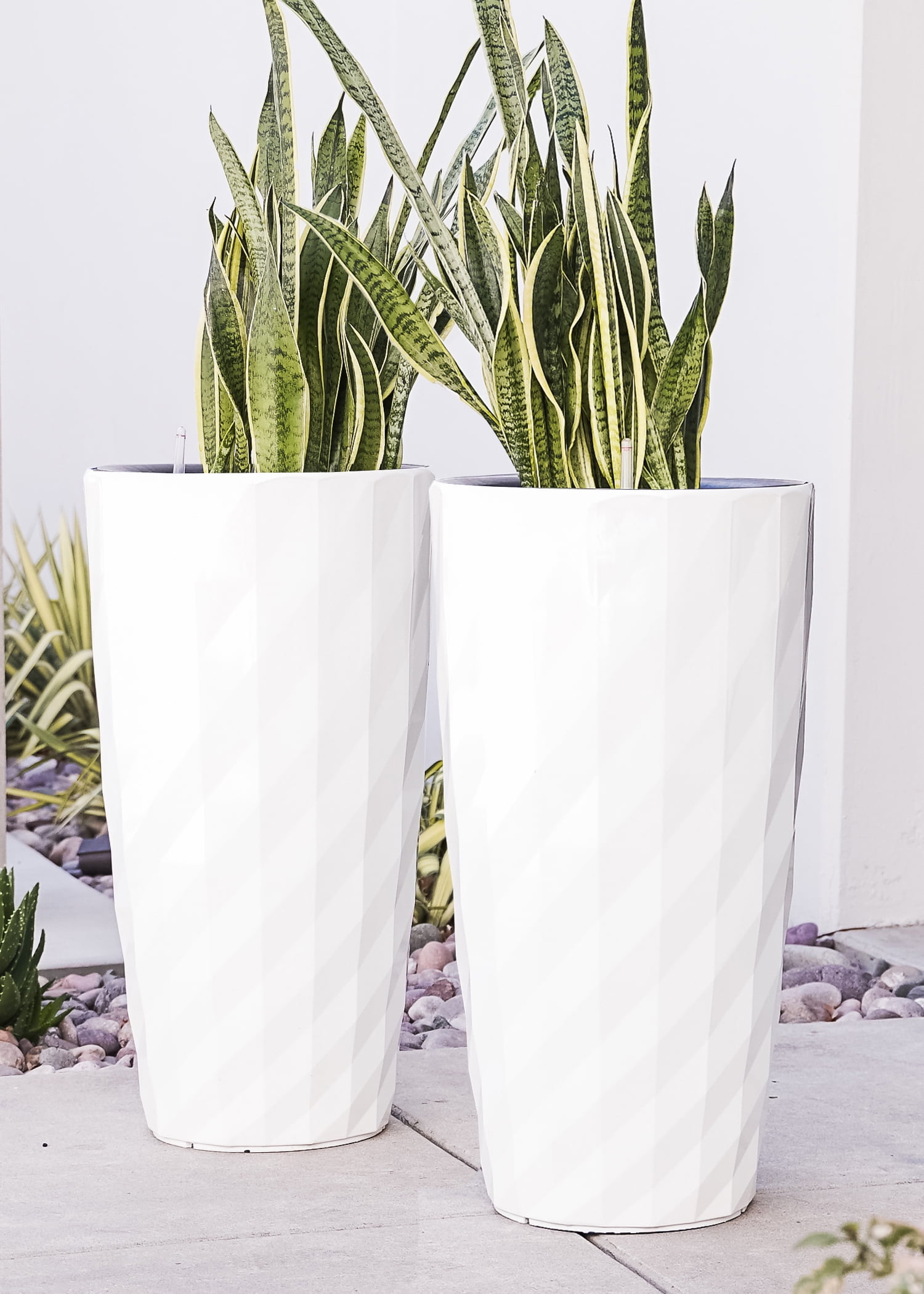 Light Grey Diamond Shape Modern Large Plant Pot Indoor Outdoor 4.8 Litre Plant 