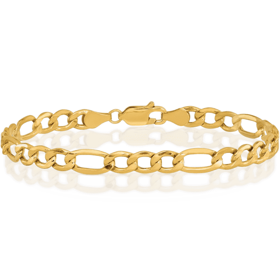 10K Solid Yellow Gold 5.35mm Figaro Link Chain Bracelet