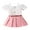 Pink, variant on Bagilaanoe 2Pcs Toddler Baby Girls Summer Clothes Off Shoulder Short Sleeve Tops + Pleated Skirt 12M 18M 24M 3T 4T 5T Kids Casual Skirt Set