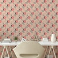 thumbnail image 2 of Ambesonne Peach Peel & Stick Wallpaper for Home, Sketch of Fruits Dots Leaves, 13"x100", Dark Teal Pastel Pink, 2 of 5