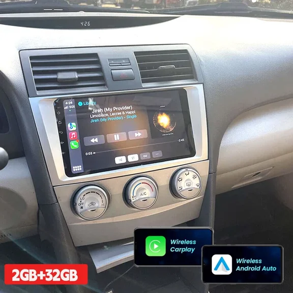 2 32G Android 13 Car Stereo for Toyota Camry 2006 2007 2008 2009 2010 2011, 9 Inch HD Touchscreen Radio, Wireless CarPlay Android Auto GPS WiFi Bluetooth FM/RDS SWC Dual USB HD Backup Camera