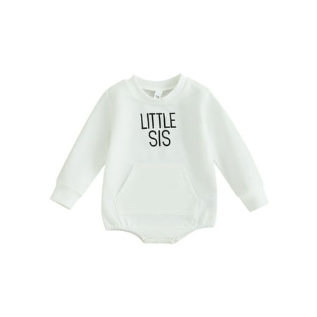 

Qtinghua Newborn Baby Girls Sweatshirt Romper Letter Print Long Sleeve Jumpsuit Bodysuit Fall Clothes White 3-6 Months