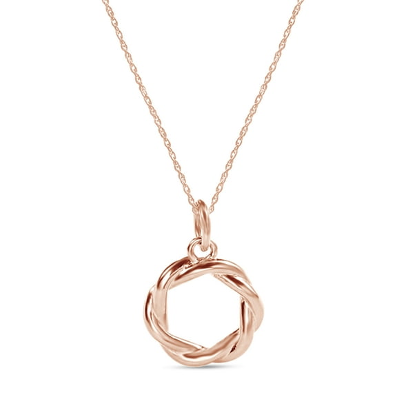 AFFY Twisted Circle Pendant Necklace for Womens 14K Rose Gold over Sterling Silver with 18" Chain