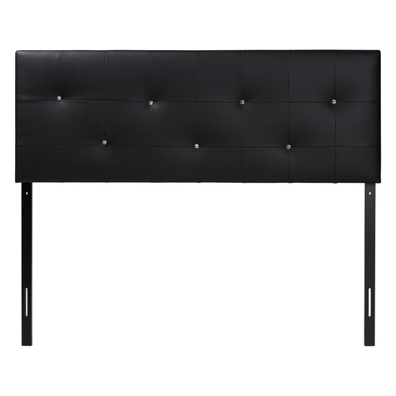 Bowery Hill Modern Faux Leather Tufted King Panel Headboard in Black