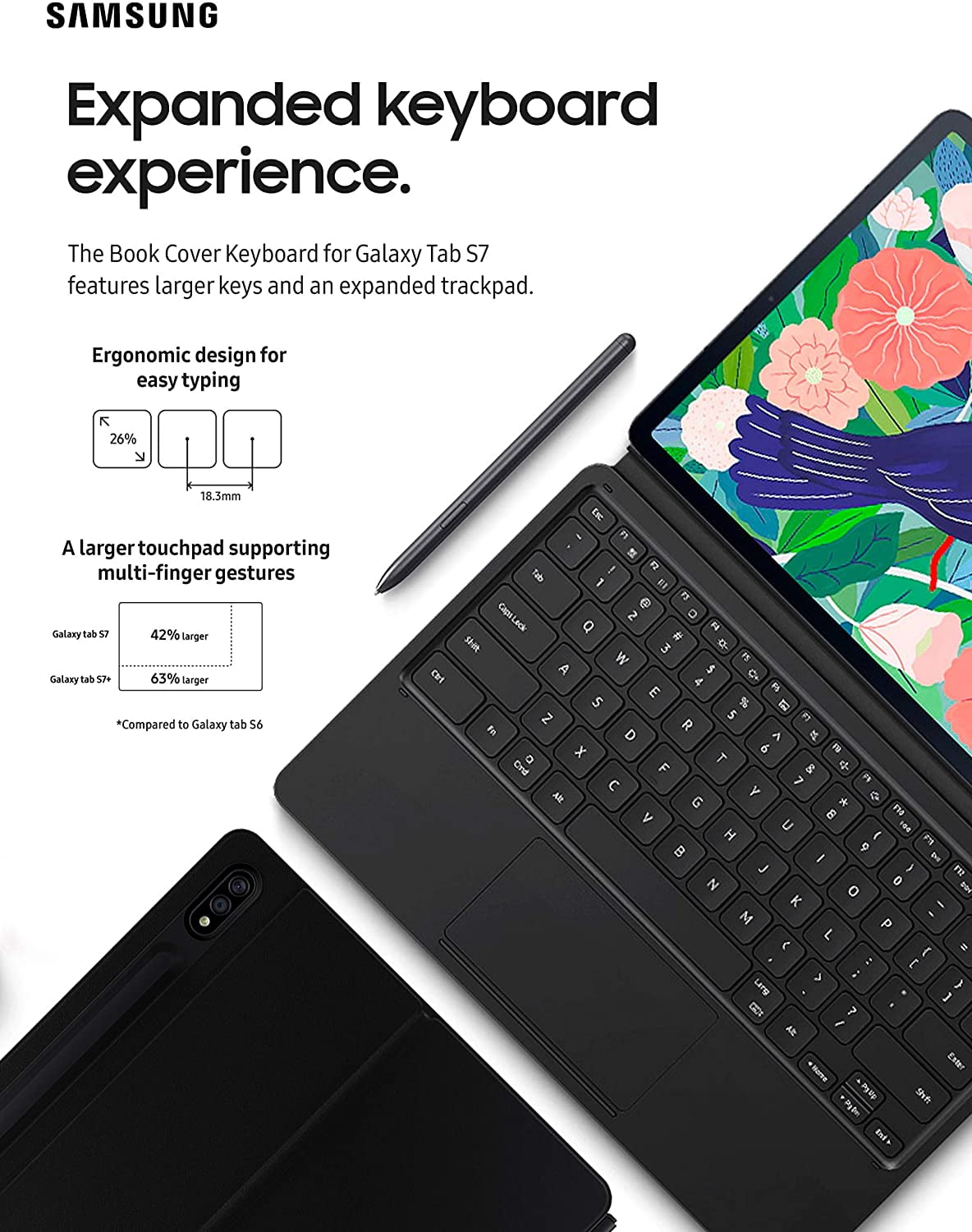 Samsung Galaxy Tab S7 Book Cover Keyboard - Black (NEW): Tablet