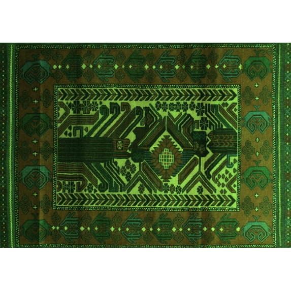 Ahgly Company Indoor Rectangle Persian Green Traditional Area Rugs, 2' x 5'