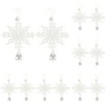 thumbnail image 2 of 12PC Christmas Snowflake Drop Ornament Icicle Christmas Hanging Snowflake Decoration Hanging Snowflakes, 7.9 Inch 2-in-1 Flat and 3D, 2 of 8