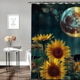 thumbnail image 2 of Creowell Sunflowers Full Moon Space Art Pretty Shower Curtain Bathroom Decor 100% Polyester Chic Modern Shower Curtain with Hooks 69x72, 2 of 7
