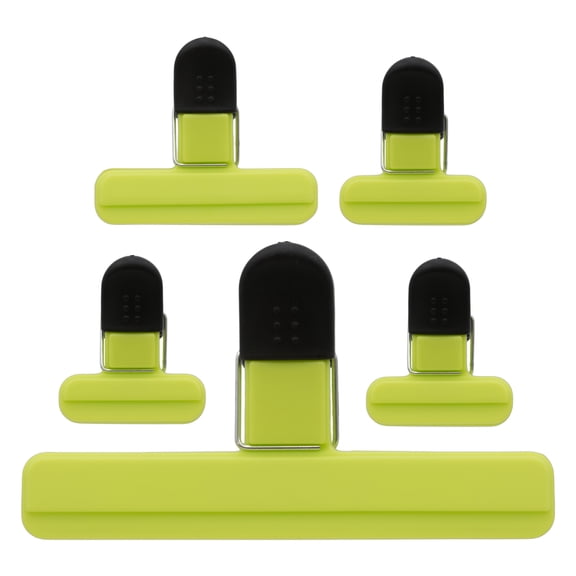 Smart Home 5pc Easy Grip Plastic Bag Clip Set in Yellow and Black