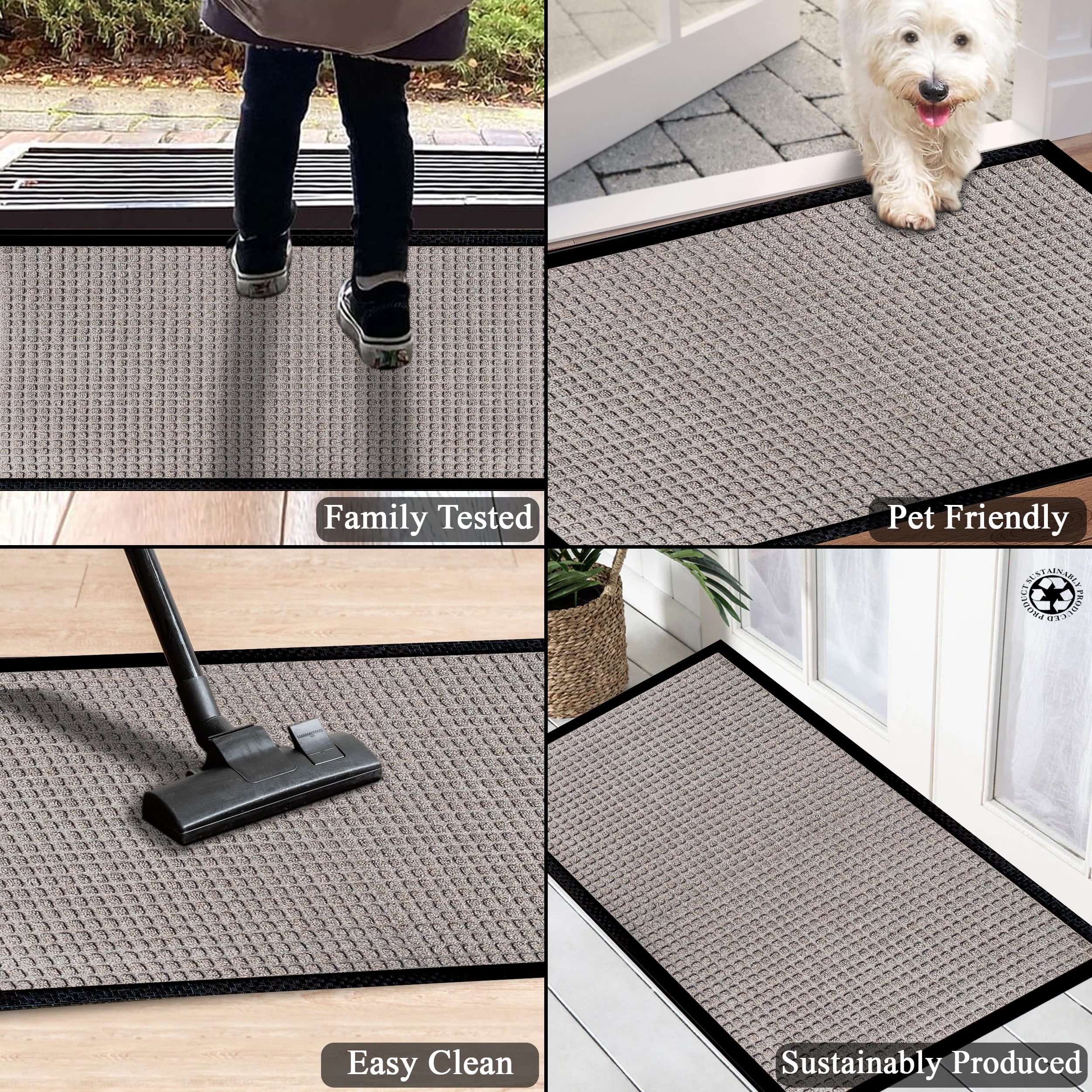 A1HC Indoor Outdoor Mat, Front and Back Entrance Welcome Mats, Large Front Door Patio Mats 47X71 Inches, Non-Slip Easy Clean Entrance Washable Large Size Doormats, Beige