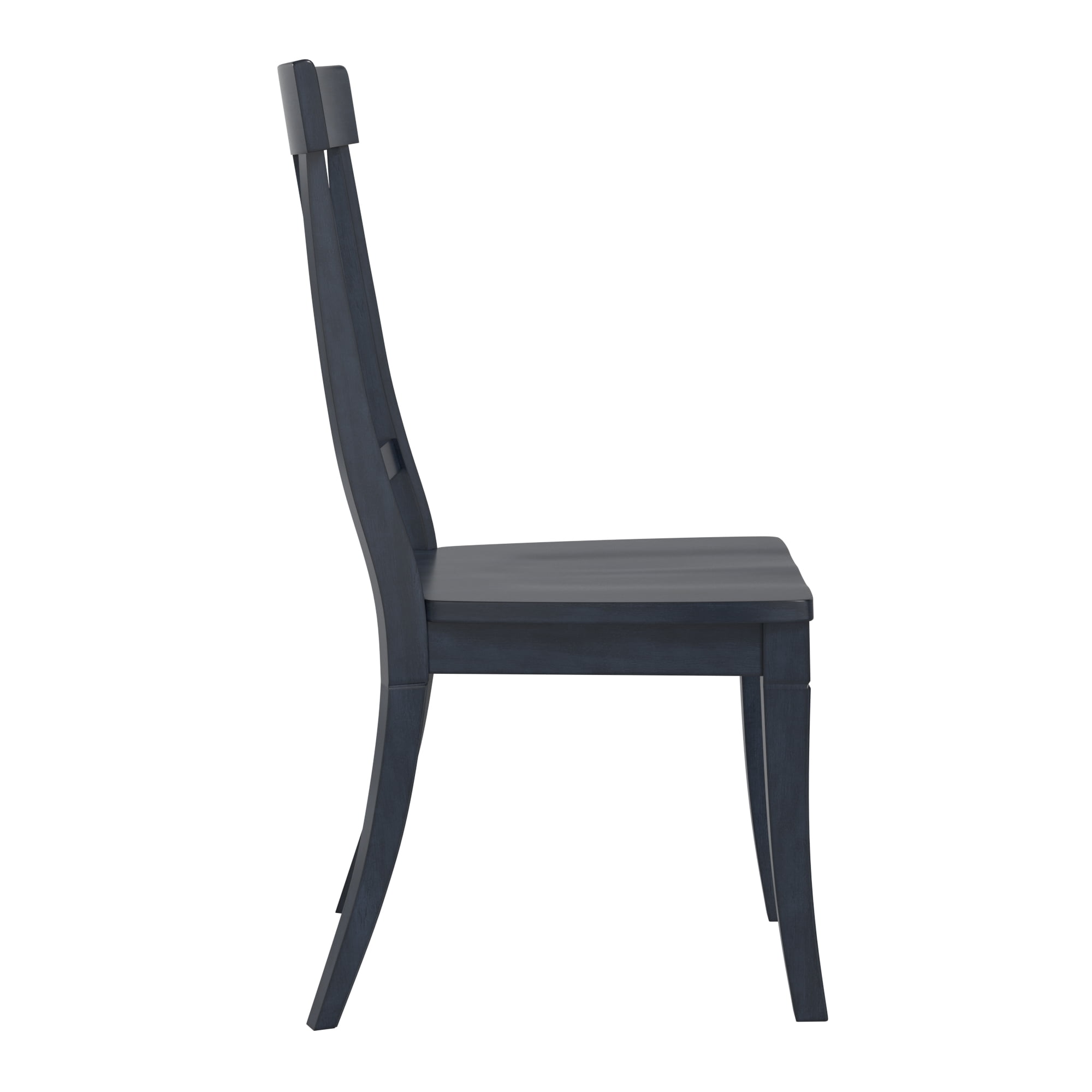 Weston Home Farmhouse Panel Back Wood Dining Side Chairs, Antique Denim (Set of 2)
