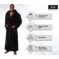thumbnail image 2 of Ross Michaels Mens Robe Big & Tall with Hood - Long Plush 400GSM Luxury Fleece Bathrobe with Shawl Collar (Black, XX-Large), 2 of 6