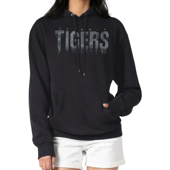 Women's G-III 4Her by Carl Banks Black Detroit Tigers Metallic Drop Fleece Hoodie