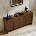 thumbnail image 4 of LKTART 63" Buffet Cabinet with Storage, Solid Wood Arched Sideboard Accent Cabinet with Doors & Adjustable Shelves, TV Console Cabinet, Large Credenza for Dining Room,Kitchen,Entryway(Walnut), 4 of 10