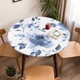 thumbnail image 5 of Watercolors Ombre Blue Floral Elastic Fitted Round Table Cover Vintage Flowers Waterproof Outdoor Tablecloth for Holiday Party, Picnic, Patio & Dining Fits Tables Up to 45"-54", 5 of 8