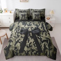 Homewish Abstract Bow-Tie 7-Piece Twin Bedding Sets for Female Men,Black Brown Camouflage Bedding Comforter Set,Abstract Splash Breathable Sheet Sets,Luxury Bedroom Decor,Reversible