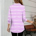 thumbnail image 5 of Inverlee Striped 3/4 Sleeve Blouse for Women Trendy Collared V Neck Tops Summer Casual Loose Fit Shirts, 5 of 5