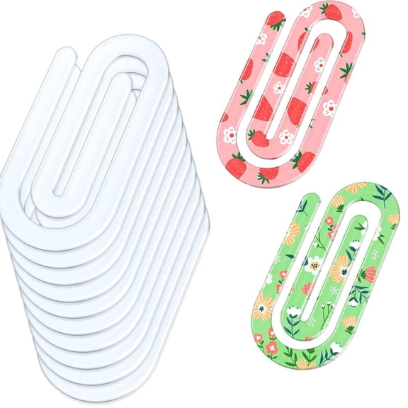 YongCo 20 Pcs Blank Bookmarks DIY Acrylic Paper Clips Large Paperclips for Reading