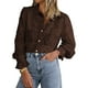 thumbnail image 1 of Blusa BTFBM de manga larga con encaje para mujer Primavera 2025 Café, 1 of 9