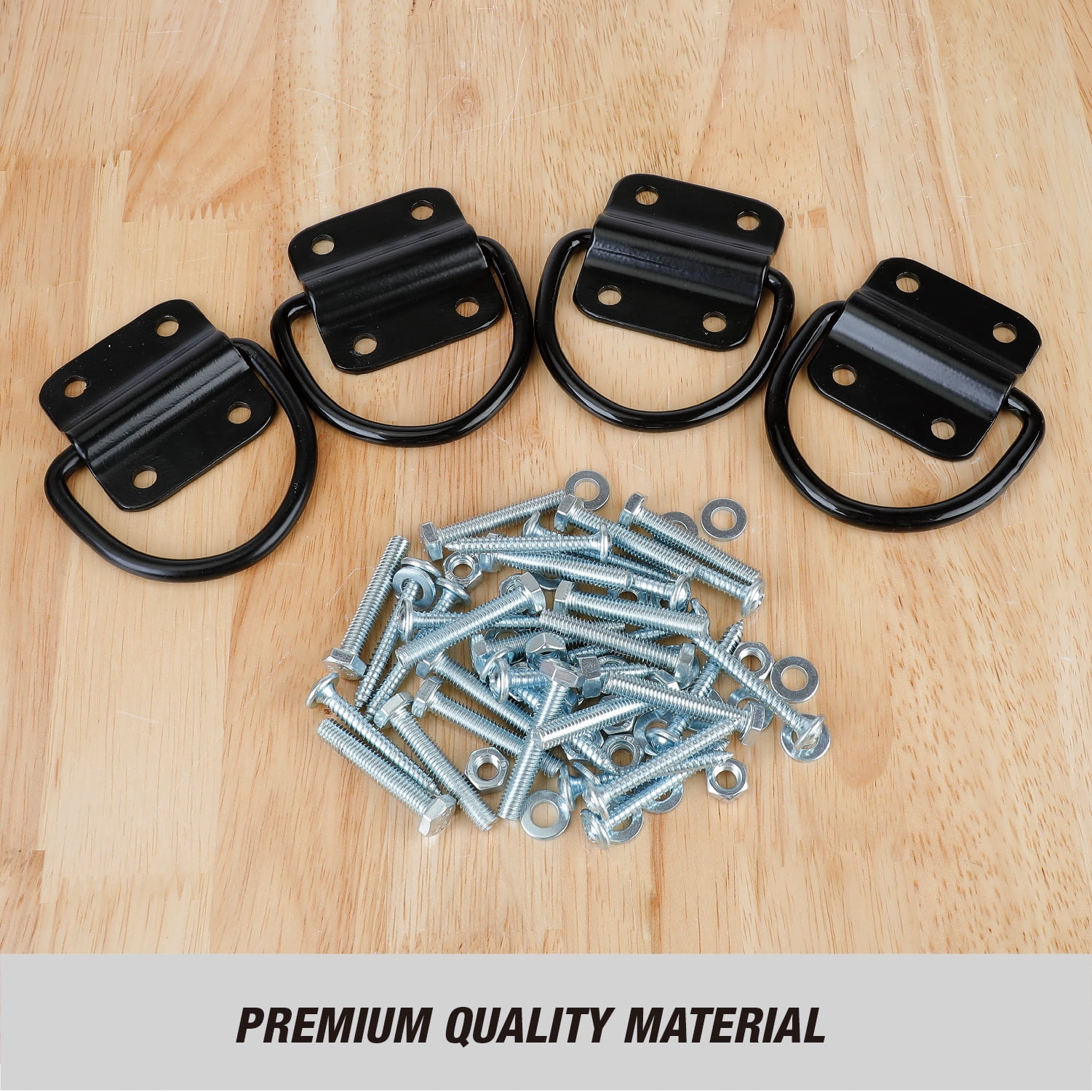 Hyper Tough Steel D-Rings Tie-Down Anchor with Screws and Bolts, 3,000 lb Working Load Limit, 4-Pack
