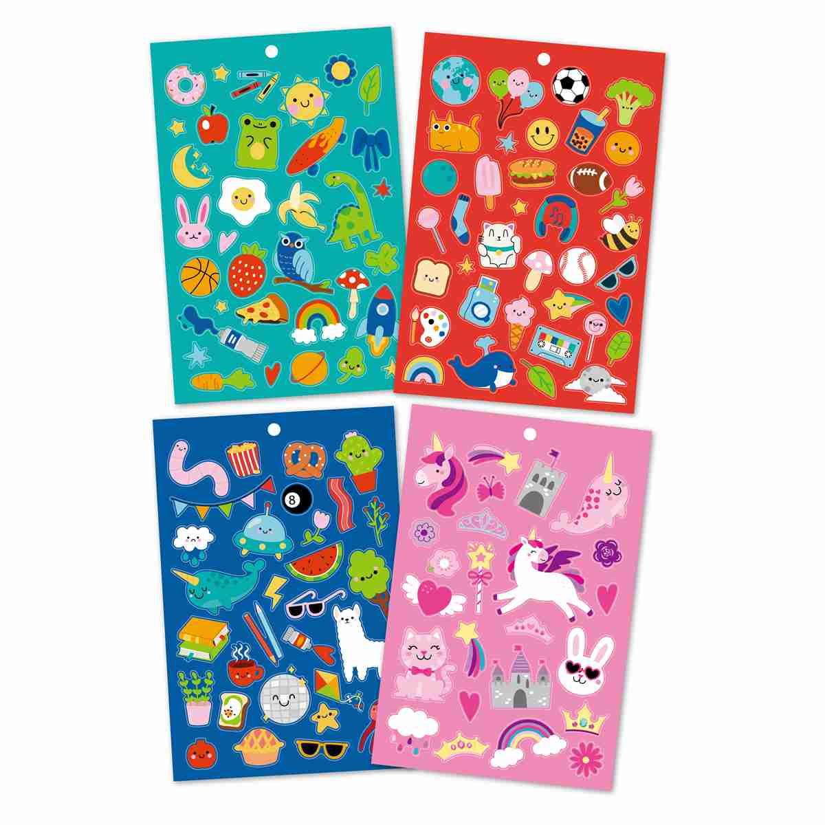 (4 pack) Hello Hobby Multicolor Sticker Book - 12 Themed Sheets for Crafts