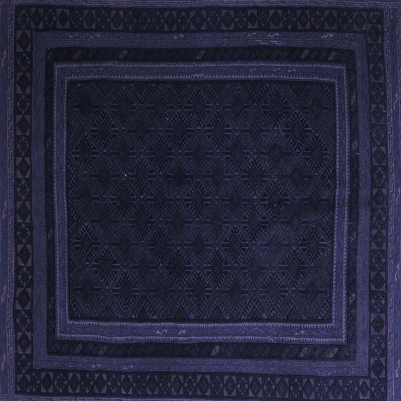 Ahgly Company Indoor Square Southwestern Blue Country Area Rugs, 5' Square