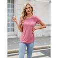 thumbnail image 2 of Womens Summer Tops Spring Shirts Trendy Vacation Outfits Short Sleeve Business Tshirts Fashion Casual Blouses Pink M, 2 of 8
