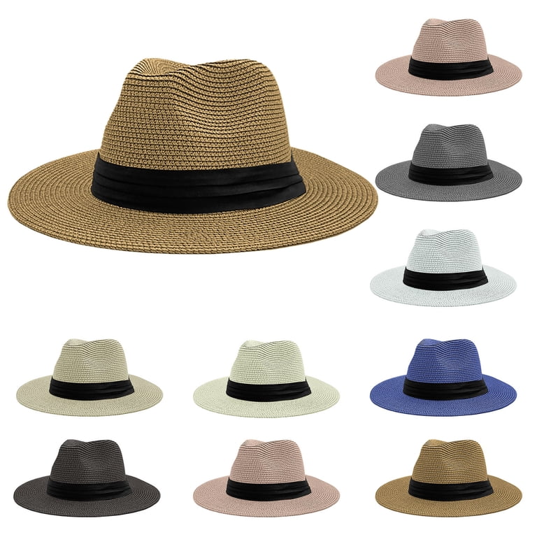 Unisex Wide Brim Fedora Straw Beach Hat UPF 80+ Sun Protection FURTALK Sun Hats for Women Men Panama Hat Wide Brim Fedora  main image 2