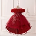 thumbnail image 2 of Vividxx Girls Dress Satin Girl Dress With Puffed Sleeves For Birthday Party Christening And 9-10 Years, 2 of 9