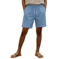 thumbnail image 5 of GUACER Women's Linen Shorts Fashion Bermuda Drawstring Pockets with Hollow Side Beach Shorts, 5 of 9