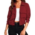 thumbnail image 2 of QINGFSAP Womens Lapel Button Front Jacket Long Sleeve Outdoor Casual with Pockets Lightweight Top, 2 of 9