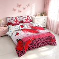 thumbnail image 2 of Homewish Red Butterfly King Bedding, Bling Cheeetah Print King Bed in a Bag for Girls, Polka Dots Reversible, 7pcs, 2 of 7