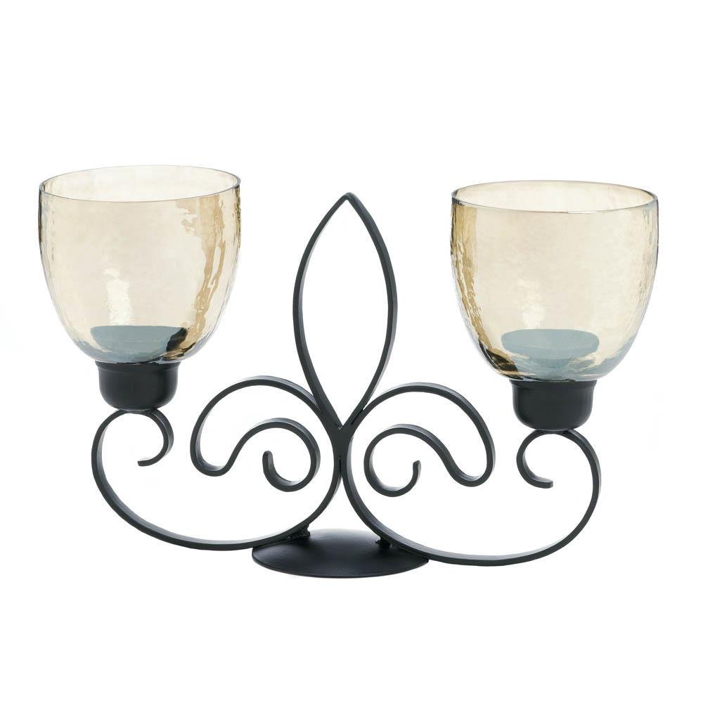 Candle Holder, Fleur De Lis Antique Centerpiece Rustic Decorative