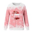 thumbnail image 4 of WEAIXIMIUNG Robe Chandail en Molleton Grande Taille Femmes Mode Automne et Hiver Loisirs Vacances Rouge Flocon de Neige Imprimé de Noël Col Rond Manches Longues Sweat à Capuche, 4 of 4