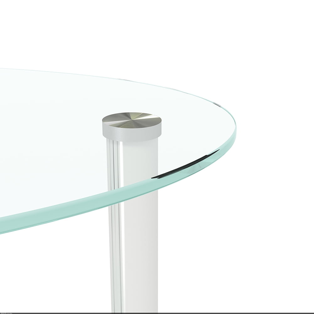 Kadyn Glass Coffee Table, Transparent Oval Tea Table with Stainless Steel Leg, 3-layer Glass Table for Living Room Kadyn Glass Coffee Table, Transparent Oval Tea Table with Stainless Steel Leg, 3-layer Glass Table for Living Room