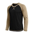 thumbnail image 5 of Raglan Shirts for Men Colorblock Pullover Casual Long Sleeve Tops Crewneck Fall Spring Winter Basic Tees (XL, Black), 5 of 8