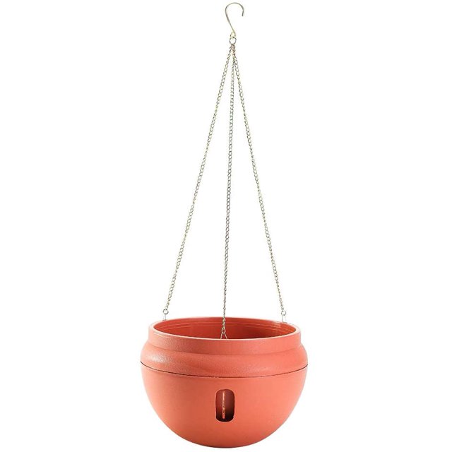 Maceta colgante de autorriego para jardín con forma de cuenco, maceta de plástico fuerte, maceta creativa de almacenamiento y liberación de agua, decorativa para interiores y exteriores Xemadio HMHZ728-4