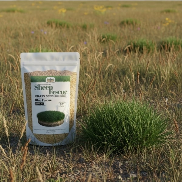 Old Cobblers Farm™ Wicked Tuff Turf Sheep Fescue (Variety Not Stated) - Low-Maintenance, Drought-Tolerant Grass Seed for Meadows, Slopes & Natural Lawns (5 lbs | 10 lbs | 15 lbs | 20 lbs)(5lbs)