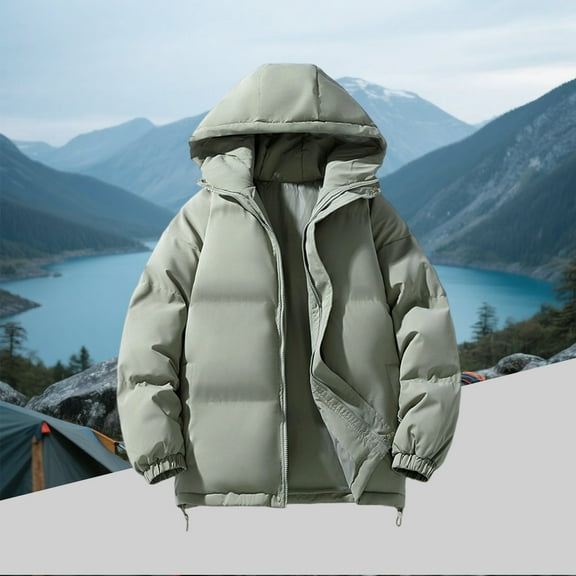 LTTVQM Mens Lightweight Packable Puffer Jacket Casual Solid Hooded Windproof Winter Coats Spring Fall Warm Thicken Down Jackets Green XL